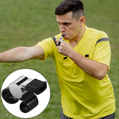 Kathfly 2 Pieces Finger Grip Whistle Official Hockey Referee Whistle Football Soccer Hand Held Whistle Metallic Loud Sports Whistle with Rubber Sleeve for Coaches Polices Referees