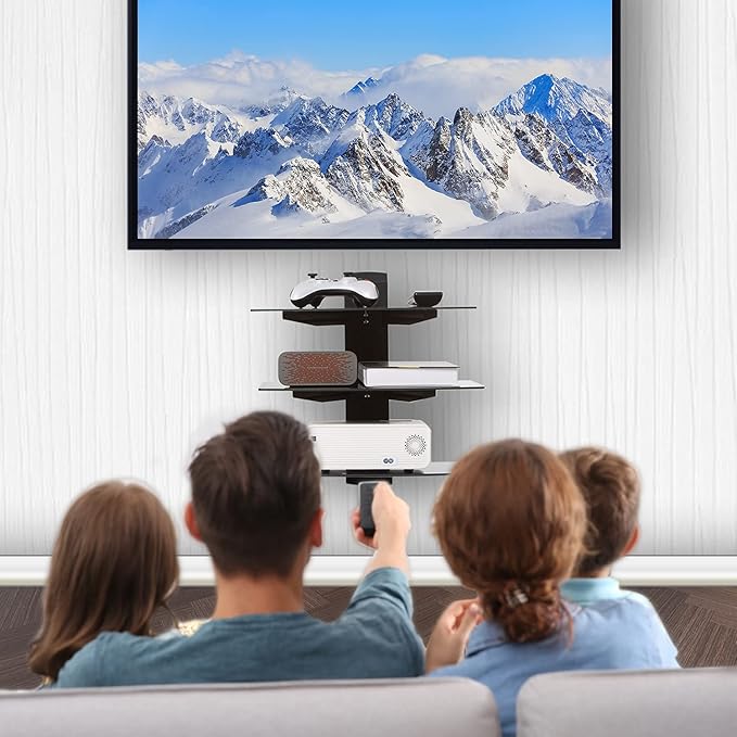 WALI Floating TV Shelf, 3 Tier Glass Projector Shelf