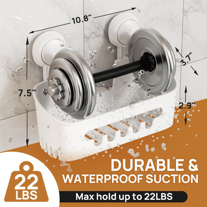 LEVERLOC Shower Caddy Suction Bathroom Storage Shelf Suction Shower Caddy Storage No Drilling Shampoo Holder Removable Powerful Bathroom for Shampoo Toiletries Kitchen Accessories，White