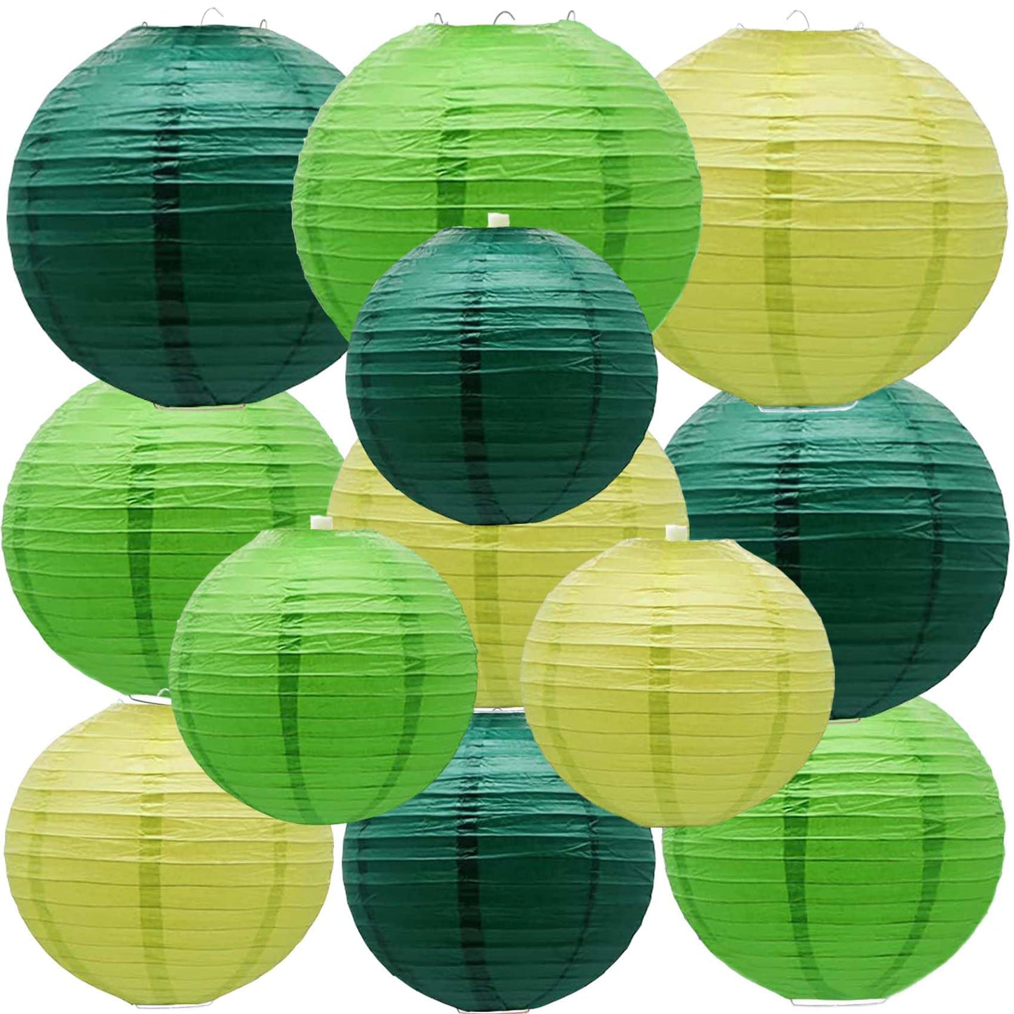 Green Paper Lanterns 12Pcs Hanging Chinese Lanterns for Wedding Birthday Baby Shower Christmas Graduation Anniversary Other Themed Bachelorette Decor DIY Activities