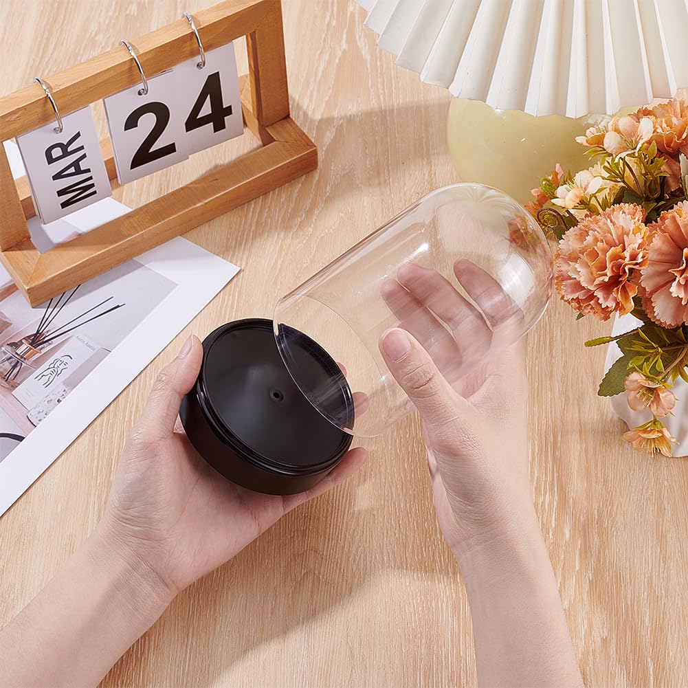 AHANDMAKER Acrylic Display Dome Case Cloche Globe, 9.3 x 13.5cm Black Base Crystal Dome Bell Jar Display Case for Figures Flowers Plants Bouquets Photos Tabletop Wedding Decorations