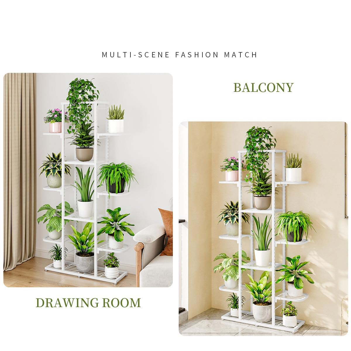Space-Saving Metal Plant Shelf - 7-Tier Heavy-Duty Corner Stand for Indoor & Outdoor Use, Waterproof Display Rack for Living Room, Balcony, Patio - Durable Home Hardware Bracket, Dark Gray, 7 Layers