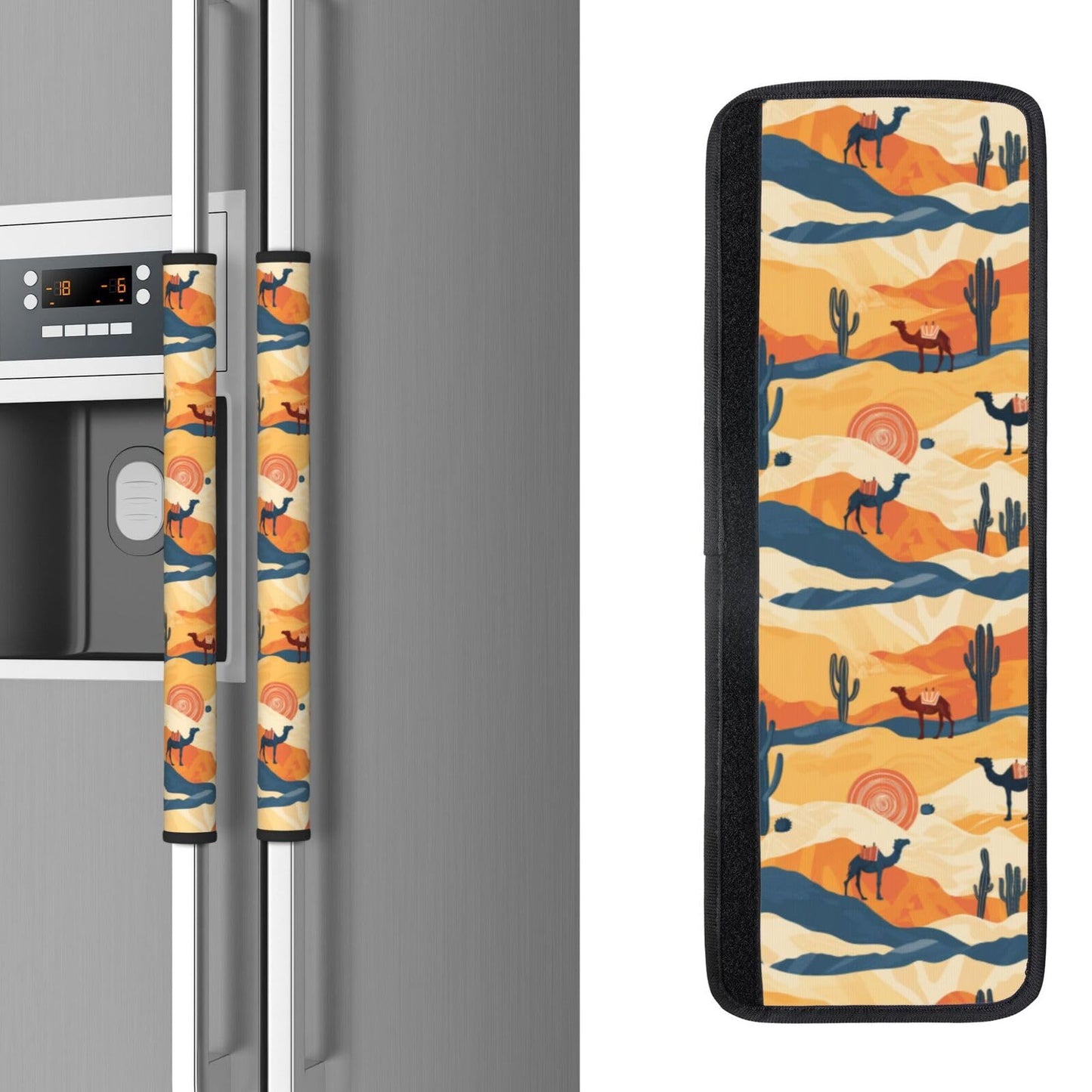 Buyidec Refrigerator Door Handle Covers Western Desert Camels Cactus Sunset Fridge Handle Cover Washable Dishwasher Microwave Fridge Oven Door Decor Handle Cover Keep Your Kitchen Appliances Clean