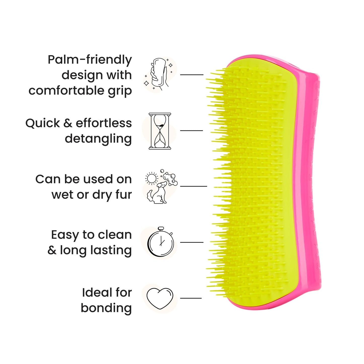 Tangle Teezer Large Pet Teezer Detangling Dog Grooming Brush - Dry or Bath - The Perfect Detangling Brush for Dogs - Pink & Yellow