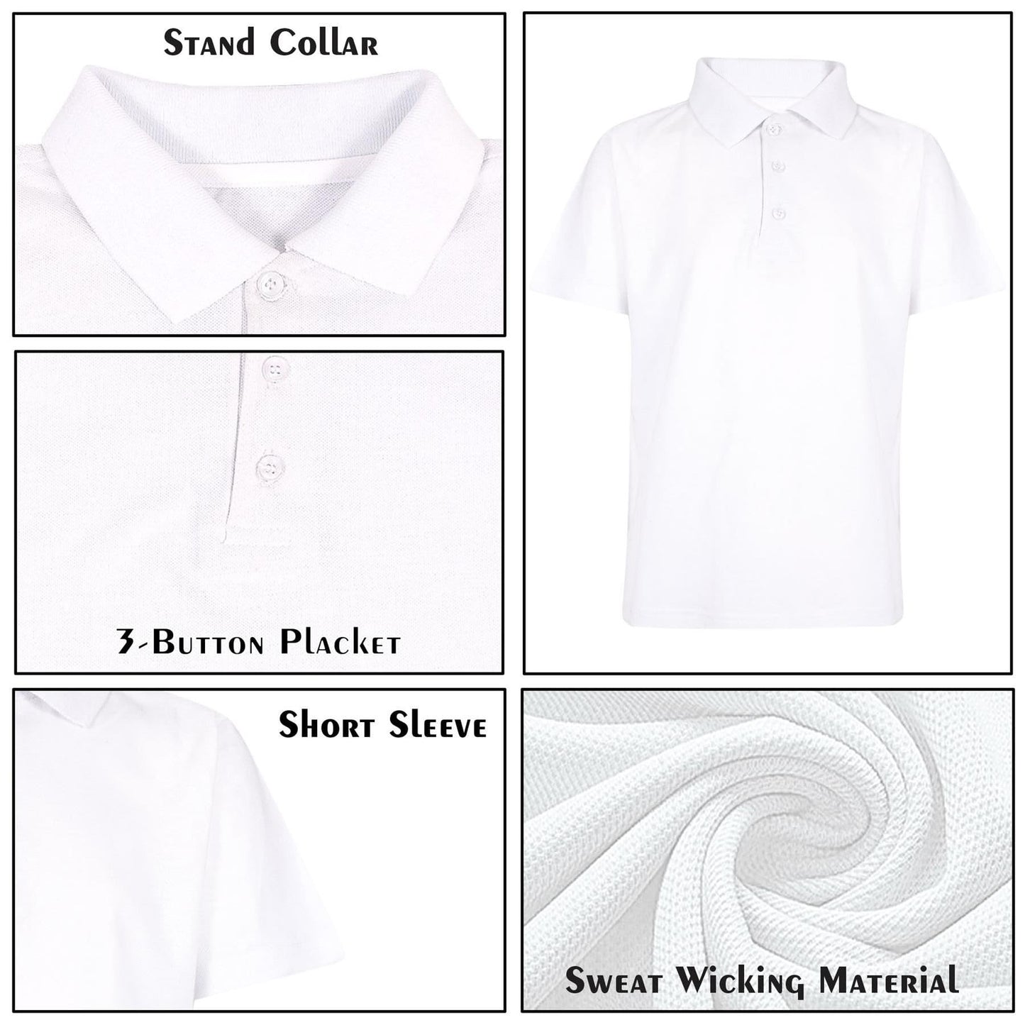 A2Z 4 Kids Boys Polo T Shirts Plain Summer Tank Top - PL Polo T Shirt White 5 Pack 11-12