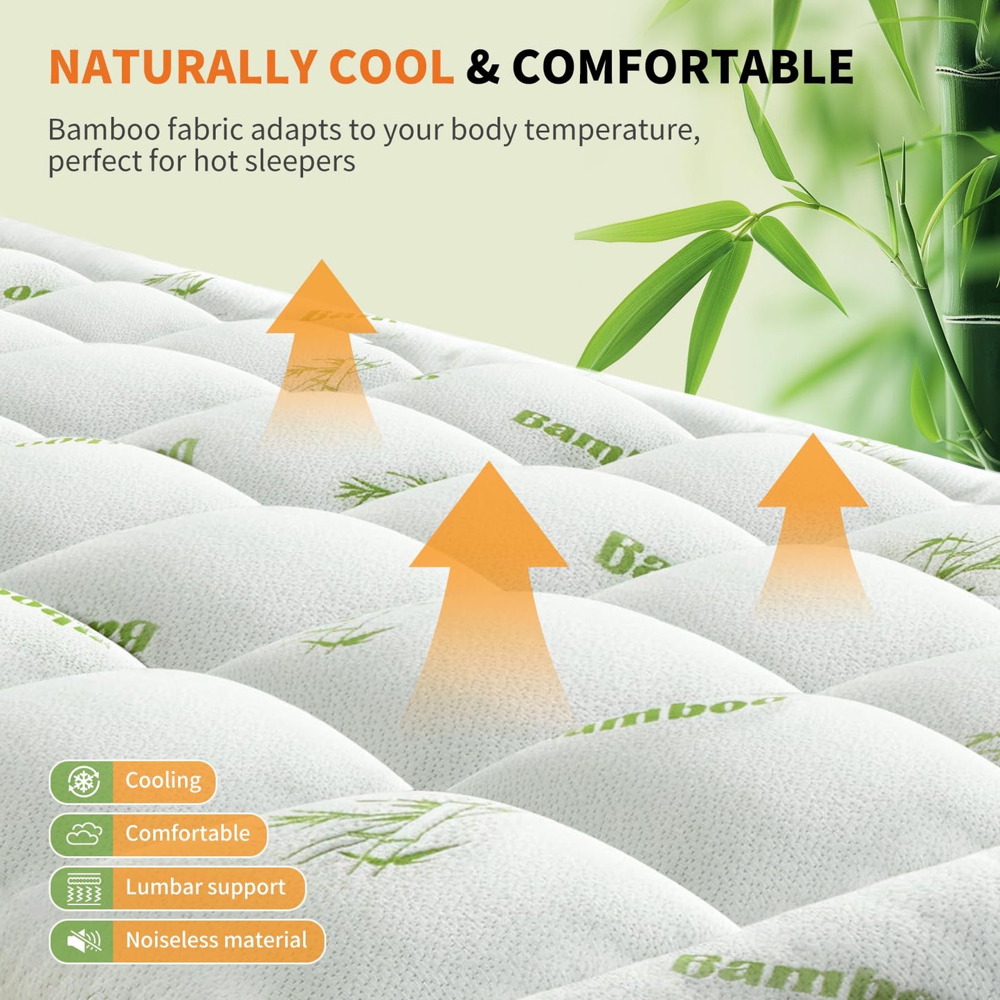DUMOS Breathable Cooling Topper for Back Pain Relief, Viscose Derived Ultra Soft Pillow Top Mattress Pad with Stretchable Pockets, Full Size Mattress Topper