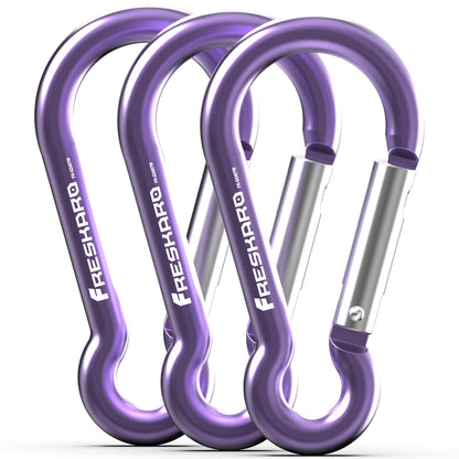 FresKaro Carabiner Clip, Heavy Duty Carabiners, Spring Snap Wire Gate Carbineers, Key and Keychain Karabiner 3inch, Strong Aluminum Caribiniers Hook, Fitness Accessories, Gourd Clips, 3Pack