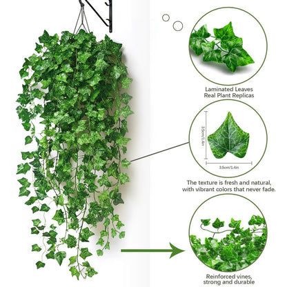 SKHYVQW 50 Pack 375 Feet Fake Vines for Room Decor Artificial lvy Greenery Garland Vine Leaves, Leaf Plants Flowers Foliage for Bedroom,Garden Wall.Decor Indoor Outdoor