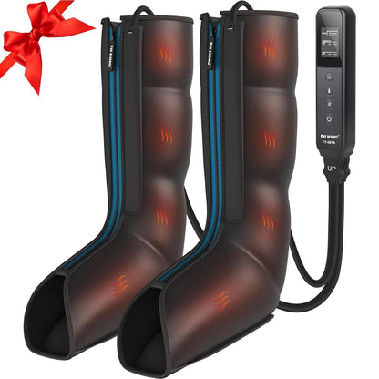 FIT KING Leg Massager with Heat and Compression Therapy, Leg Compression Massage for Circulation, Swollen Leg, RLS Pain & Fatigue Relief, Foot Calf Massager Boots, Recovery Gift for Mom Dad