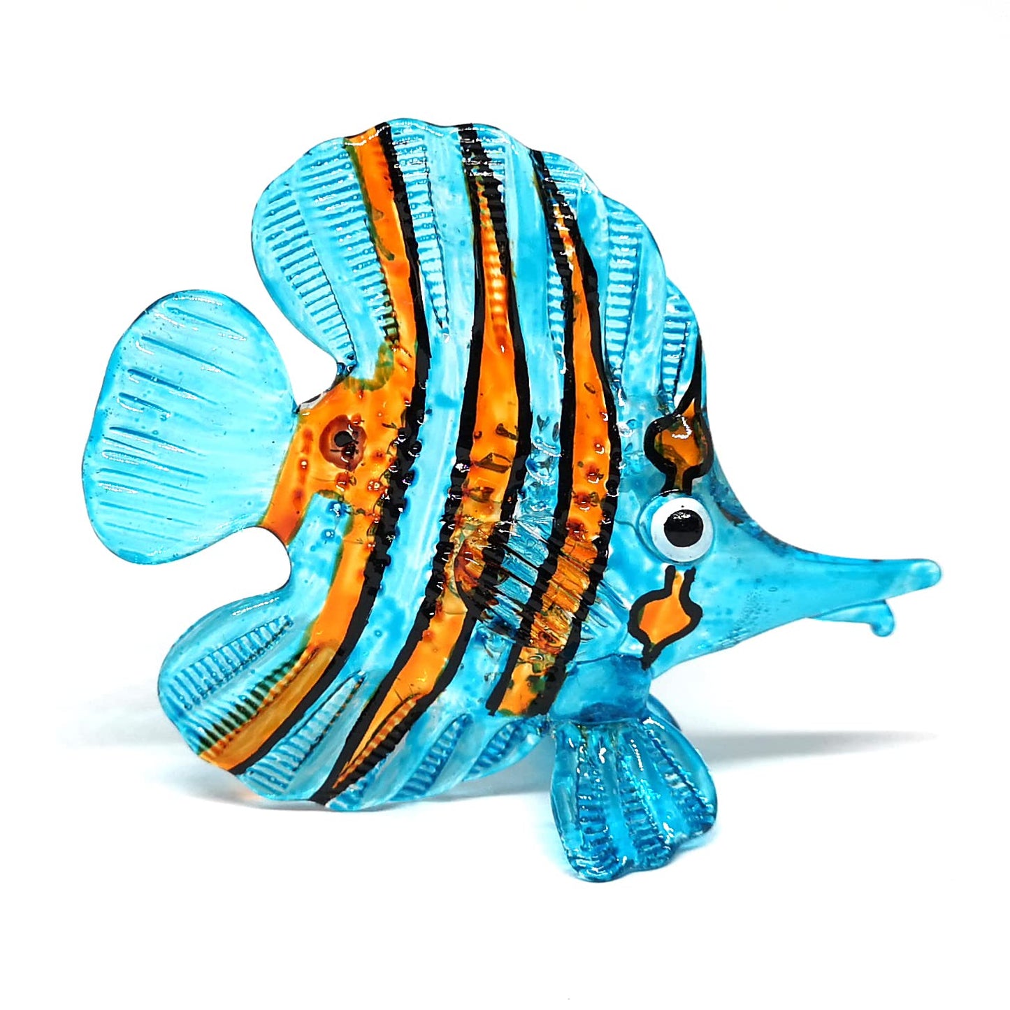 ZOOCRAFT Glass Fish Figurine Blue Aquarium Handicraft Miniature Hand Blown Collectibles