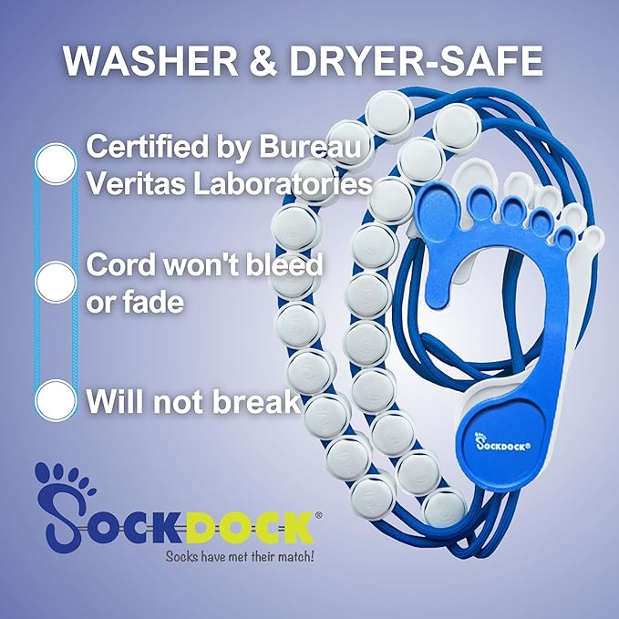Sock Laundry Solution for Washing Drying & Storing Socks in Pairs, Clip & Hold