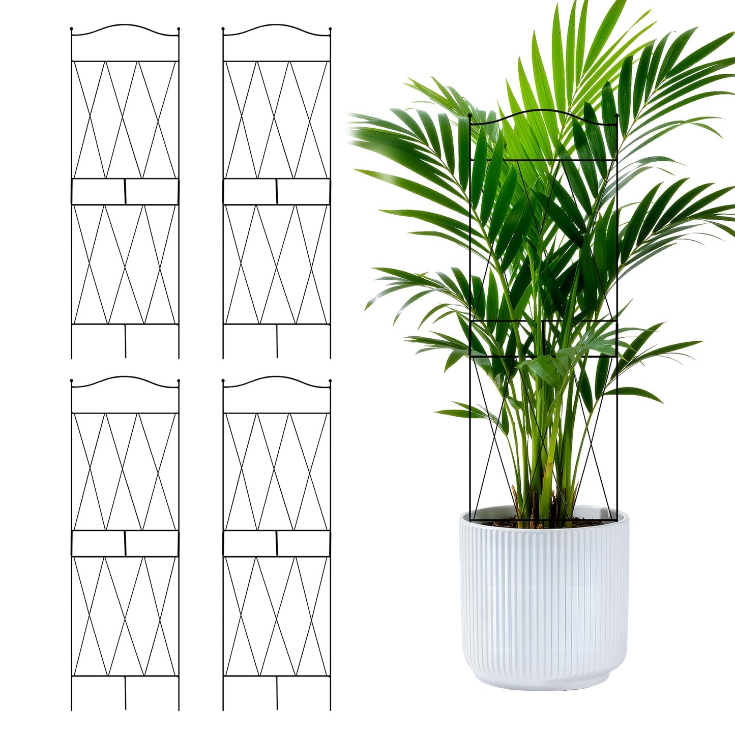 32 Inch Metal Plant Trellis for Climbing Plants, 4 Pack Garden Trellis, Decorative Support for Pothos, Monstera, Ivy, Flowers & Houseplants，Indoor & Outdoor