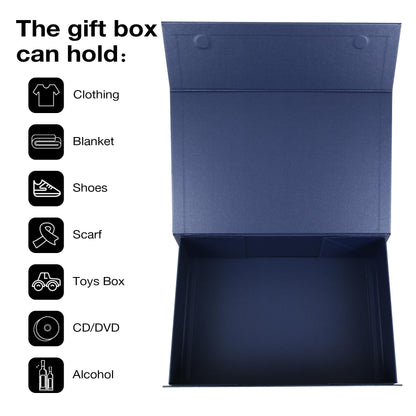 Aimyoo Navy Blue Magnetic Gift Boxes with Lids 13.8x9x4.3 in, Large Bridesmaid Groomsman Proposal Box, Rectangle Collapsible Box for Present Graduation Birthday Storage 5 Pack