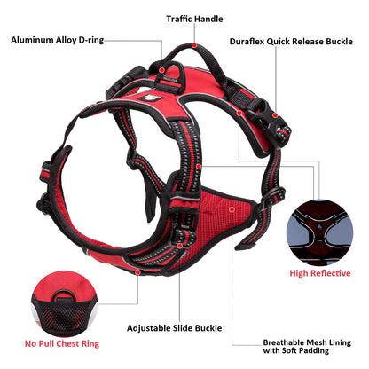TRUE LOVE Adjustable No-Pull Dog Harness Reflective Pup Vest Harnesses Comfortable Control Brilliant Colors Truelove TLH5651(Fushcia,L)