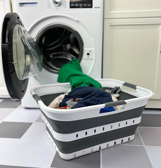 SAMMART 42L Collapsible Plastic Laundry Basket