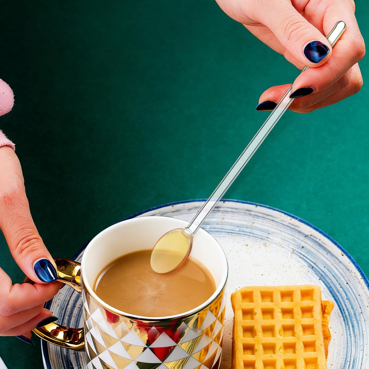 DOITOOL Glass Stirring Spoons Set of 6 Heat Resistant Long Handle Dessert and Coffee Spoons for Tea Espresso Cocktails 6.69 Inch Food Grade Material