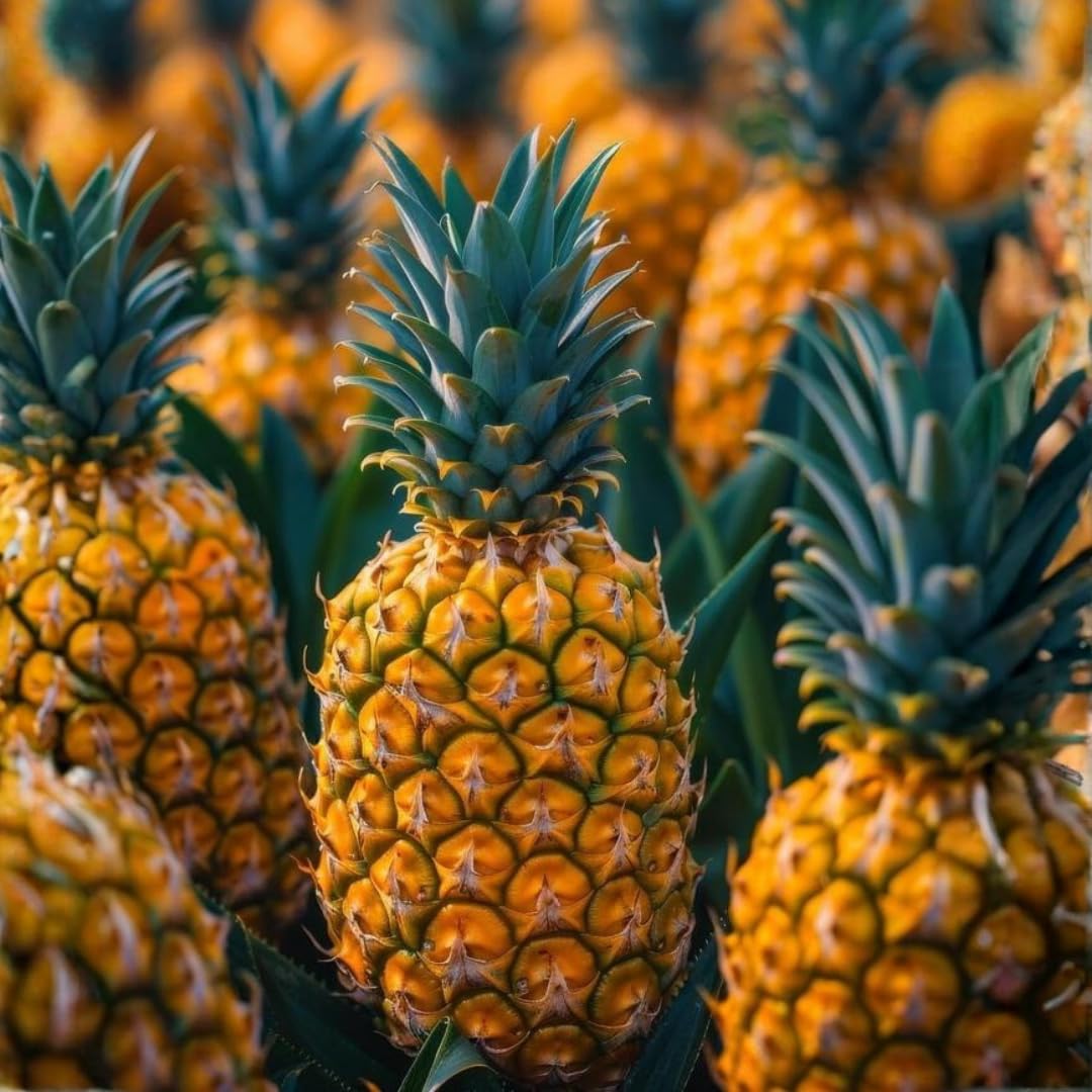 02 Pineapple Plants Live for Outdoor Full Sun Spring Planting, Cold Hardy Fruit Tree Starter from 4-6" in Tall, No Pot (Elite Gold Pineapple)