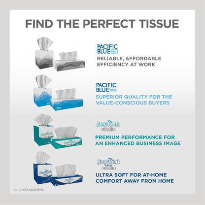 Georgia-Pacific Pacific Blue Basic 2-Ply Facial Tissue (47410), 100 Sheets Per Box, 30 Flat Boxes Per Bulk Case