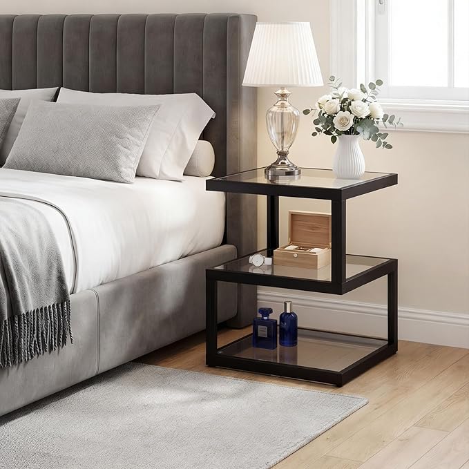 3-Tier Tempered Glass Side Table