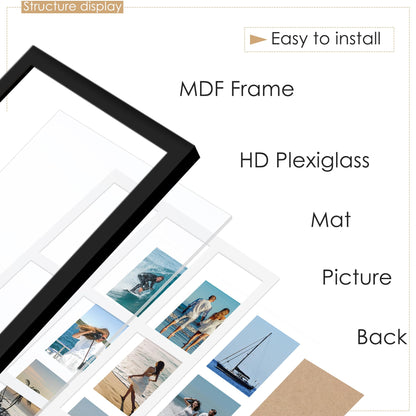 DUENPY 14x26 Collage Picture Frame 4x6 Collage Picture Frame Displays Twelve 4x6 inch Photos Available Horizontal Wall Mounting Display and Vertical Black