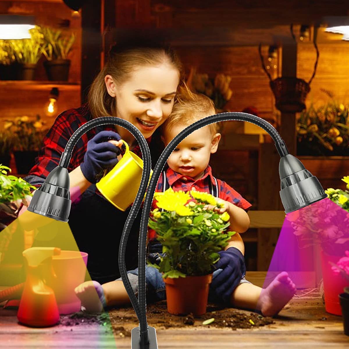 Grow Light for Indoor Plants Growing, Juhefa Gooseneck Clip-on Plant Lamp for Seedlings Succulents Seed Starting,3 Modes & 10-Level Brightness with Timer 3 9 12 Hrs