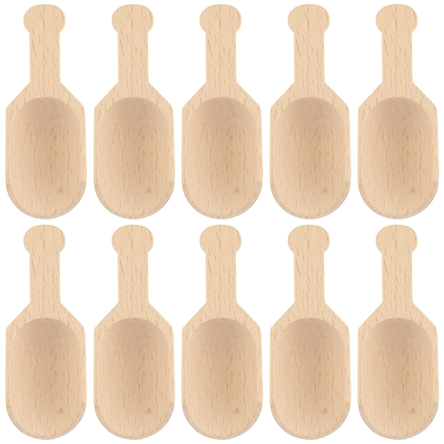 AUEAR, Mini Wooden Scoops Unpainted Kitchen Spoon for Candy Spices Parties Bath Salts Essential (20 Pack, Half Handle)