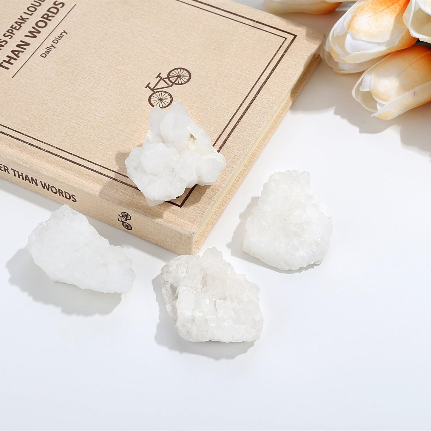 ZHIYUXI Clear Quartz Crystals and Stones Cuarzos Crystal Cluster Clear Crystal Quartz Crystals for Beginners Natural Rock Raw Stone Energy Balance Reiki Decor New Beginnings Gifts for Women 50-70g