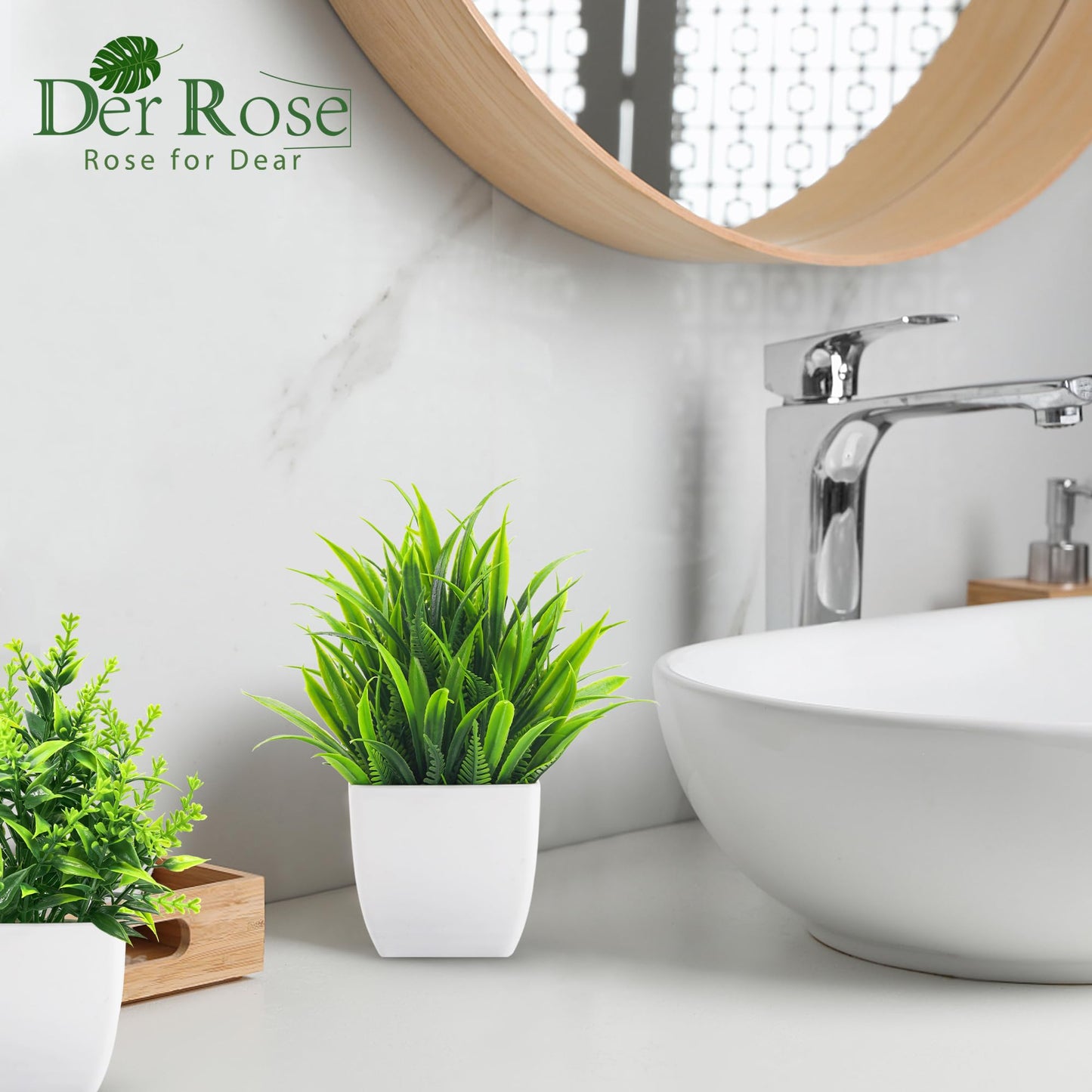 Der Rose 4 Pack Fake Plants Small Artificial Mini Faux Plants Indoor for Room Home Office Shelf Decor