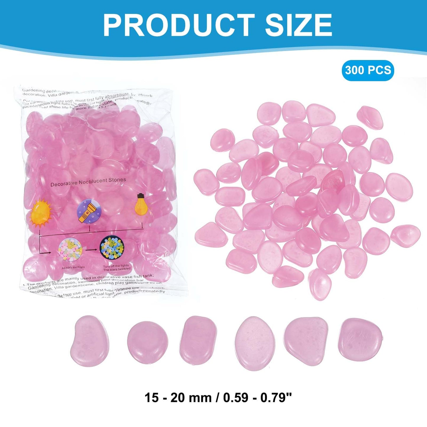 PATIKIL Glowing Stones, 300 Pcs Glow in The Dark Rocks for Indoor Outdoor Fish Tank Decorations Garden Yard Landscaping Gifts for Friends, Light Purple