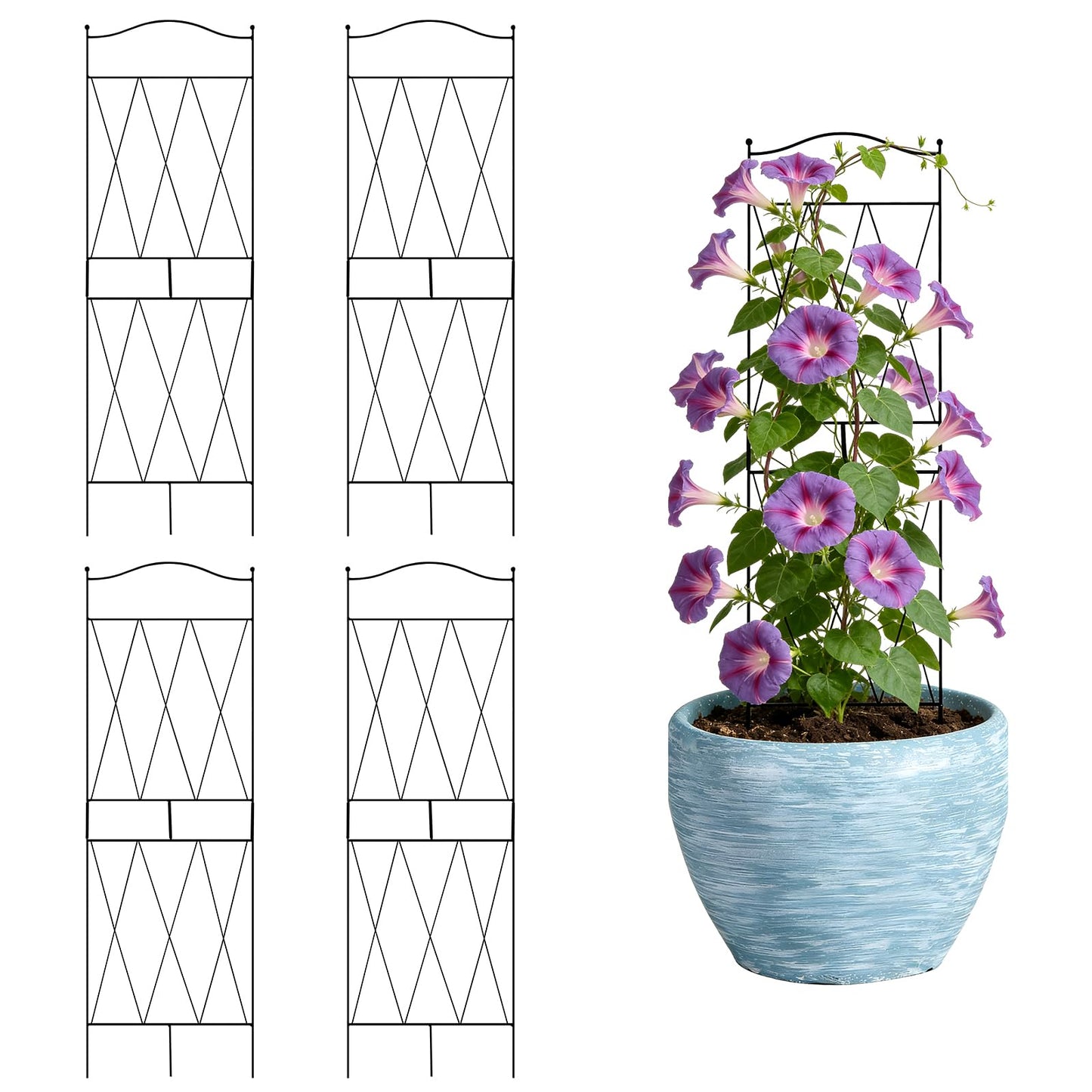 32 Inch Metal Plant Trellis for Climbing Plants, 4 Pack Garden Trellis, Decorative Support for Pothos, Monstera, Ivy, Flowers & Houseplants，Indoor & Outdoor