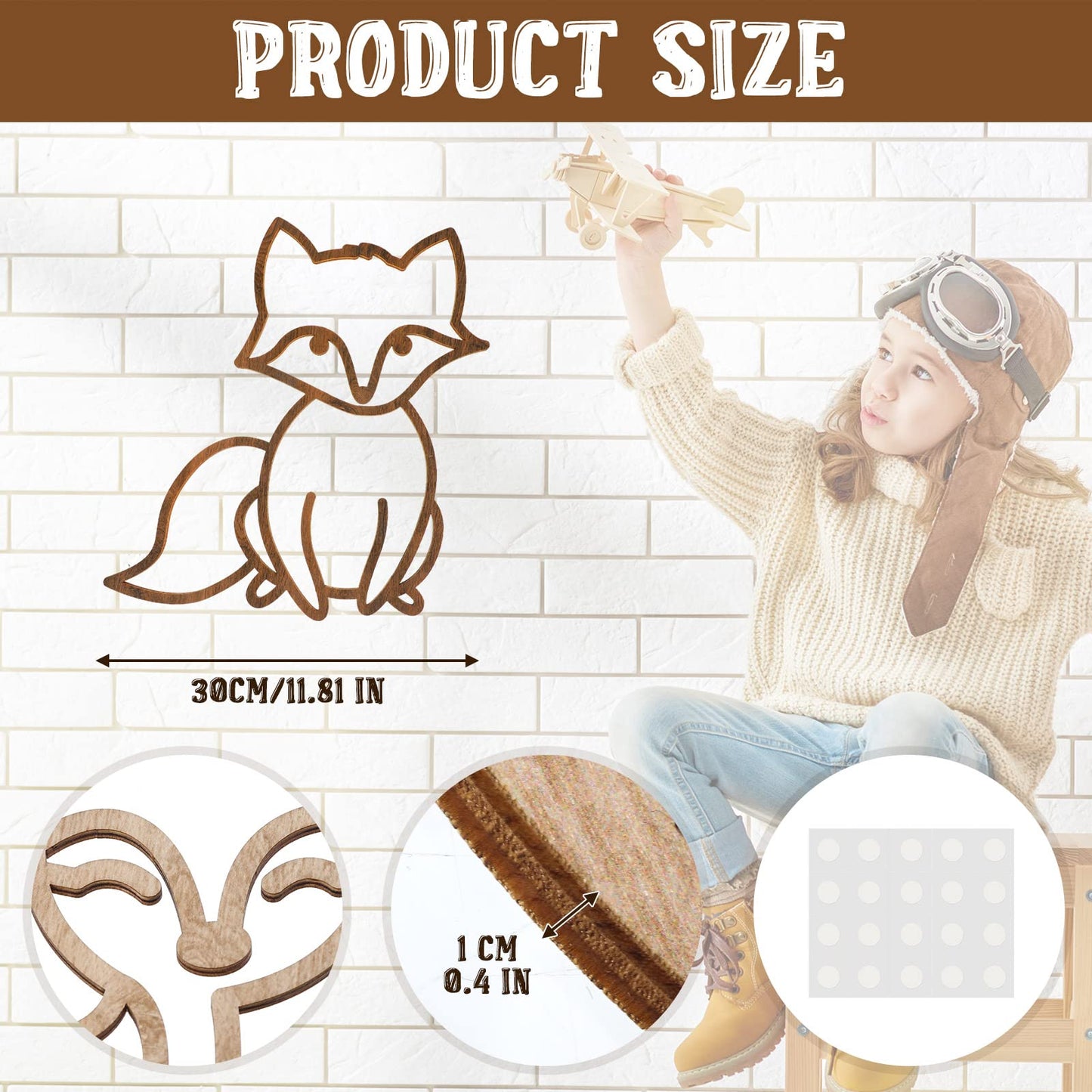 Yulejo Nursery Wall Decor 3 Pieces Jungle Theme Nursery Decor Wooden Animal Wall Decor Woodland Safari Wall Decor with Glue Points for Bedroom Decor (Deer, Bear, Fox)