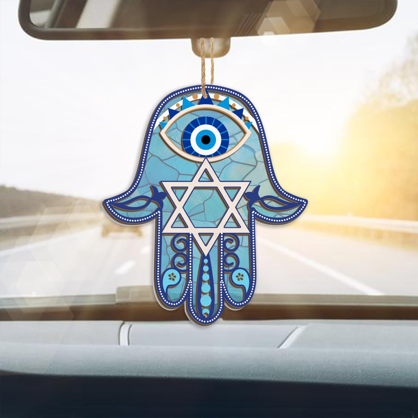 FLAGWIX Christmas Hanukkah Gifts for Women Men - Double-Layered Christmas Ornament for Tree Decorations - Hamsa Hand Suncatcher Decor, Housewarming Gift Ideas, Spiritual Gifts for Family Friends