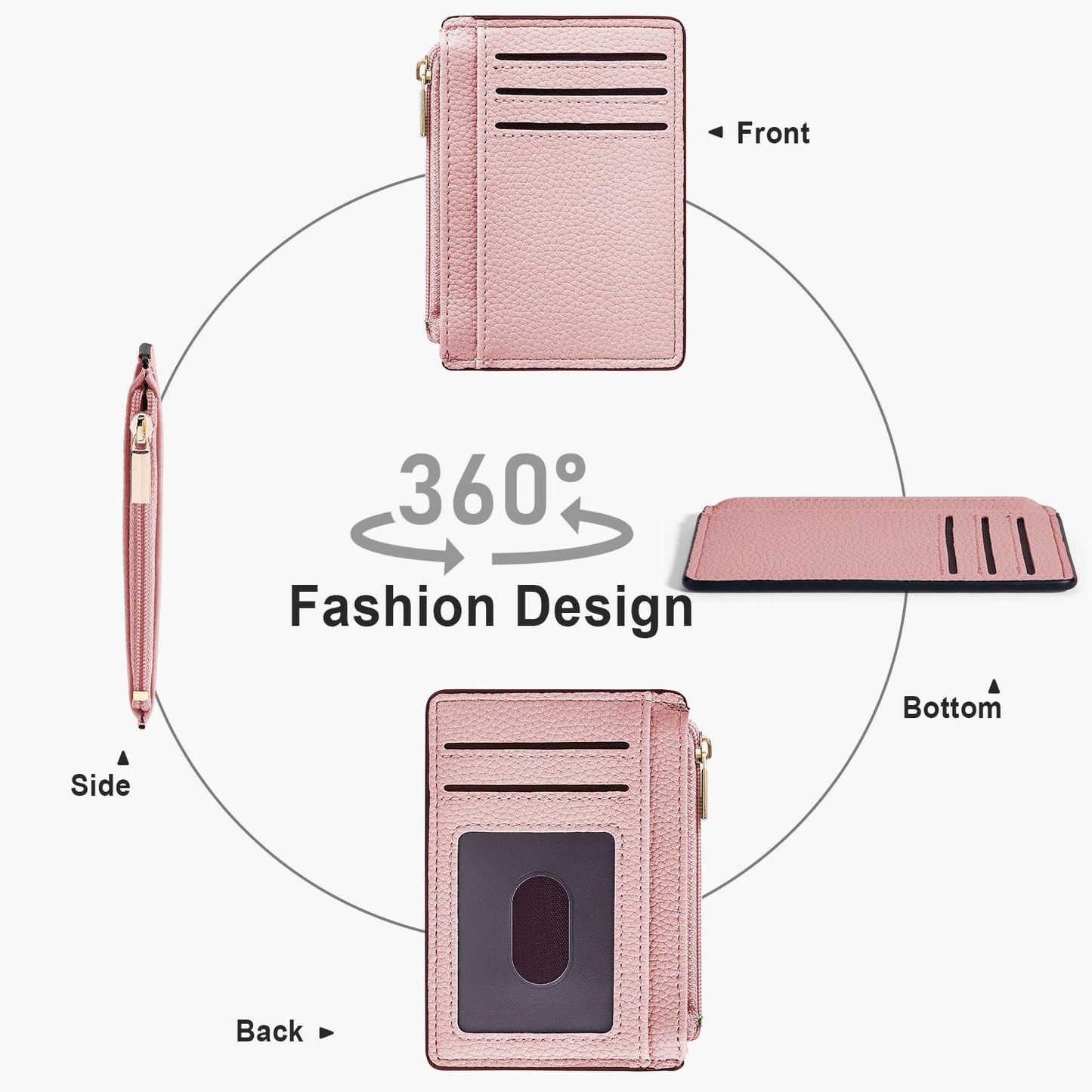 Tipmile Credit Card Holder for Women Slim Minimalist Front Pocket RFID Blocking Wallet Small Compact Card Case with ID Window, Light Pink