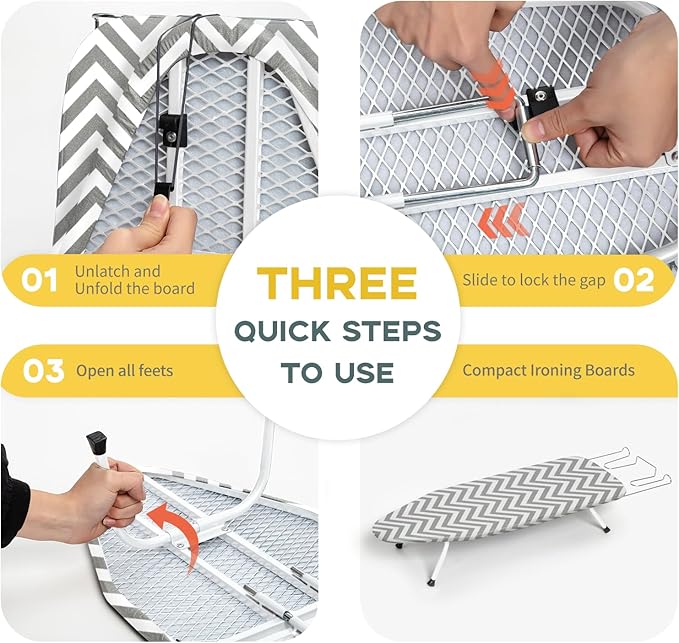 Folding Ironing Board for Small Space, RAINHOL Mini Collapsible Ironing Boards