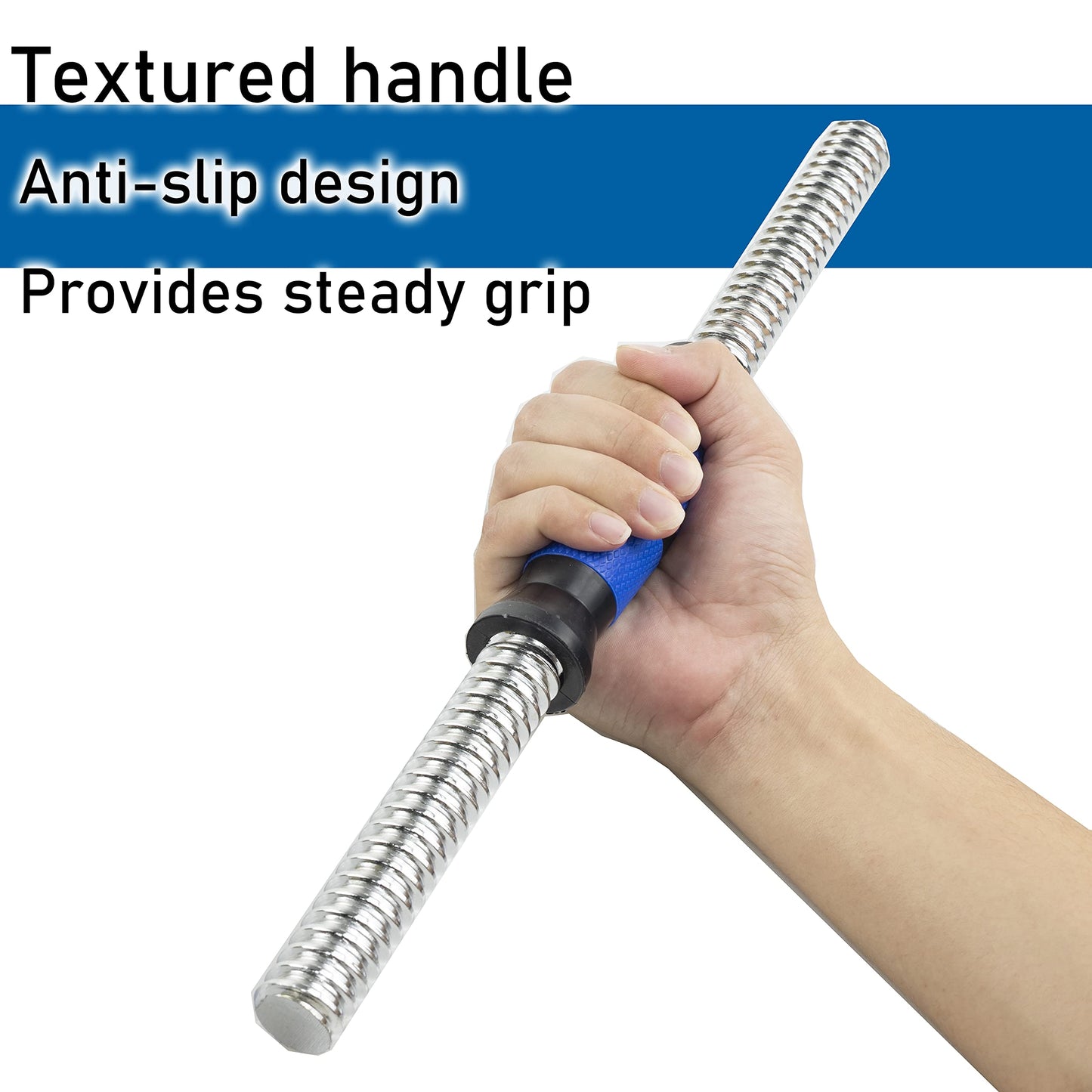 Rowland Harbor Threaded Dumbbell Durable Rubber Handles/Adjustable Dumbbell Bar Handles 38cm/14.9 Inch - Fit 1 inch Standard Weight Plate - Weightlifting Accessories - Sold in Pair