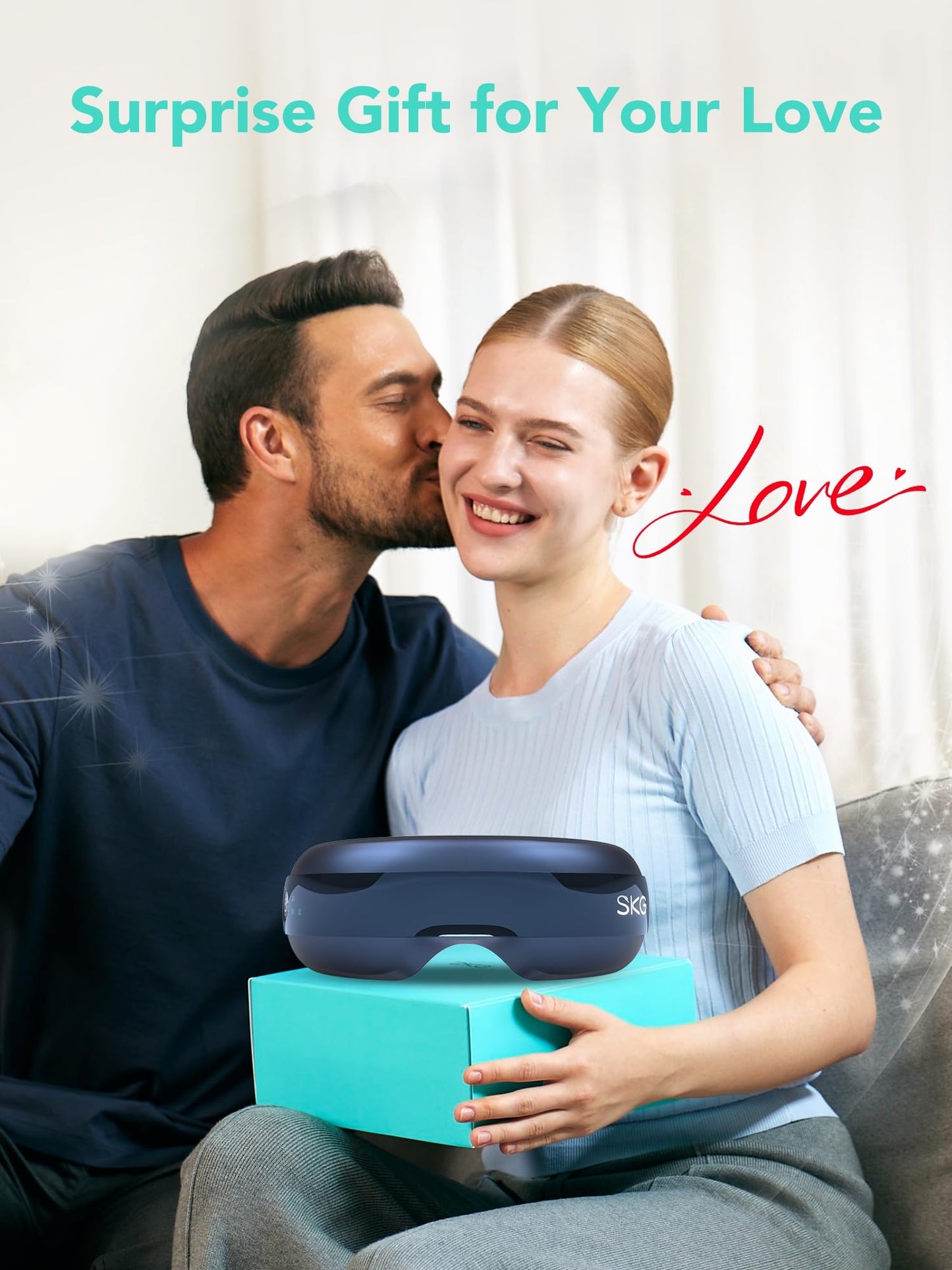 SKG Eye Massager with Heat, Bluetooth Heated Eye Massager for Relief with Vision Window Music, Soothing Eye Care to Relax Eyes, Best Gifts for Women Men