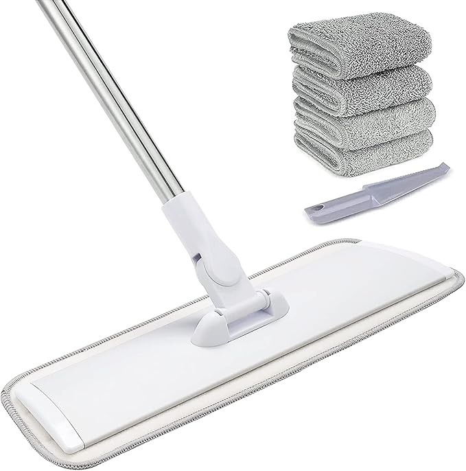 18" Professional Microfiber Mop Floor Cleaning System, Flat Mops