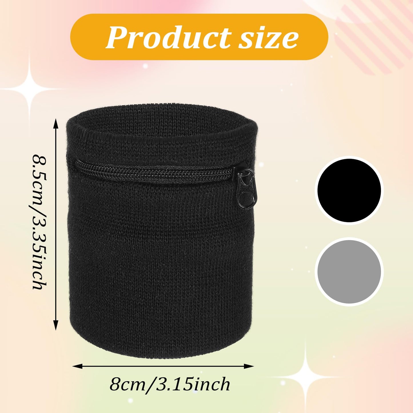 4Pcs Wrist Wallet, Mabor Wrist Sweat Bands with Zipper Light Pocket Sports Absorb Sweat Wristbands for Women Men Gym Sports Running Walking for Storage Key Card Cash