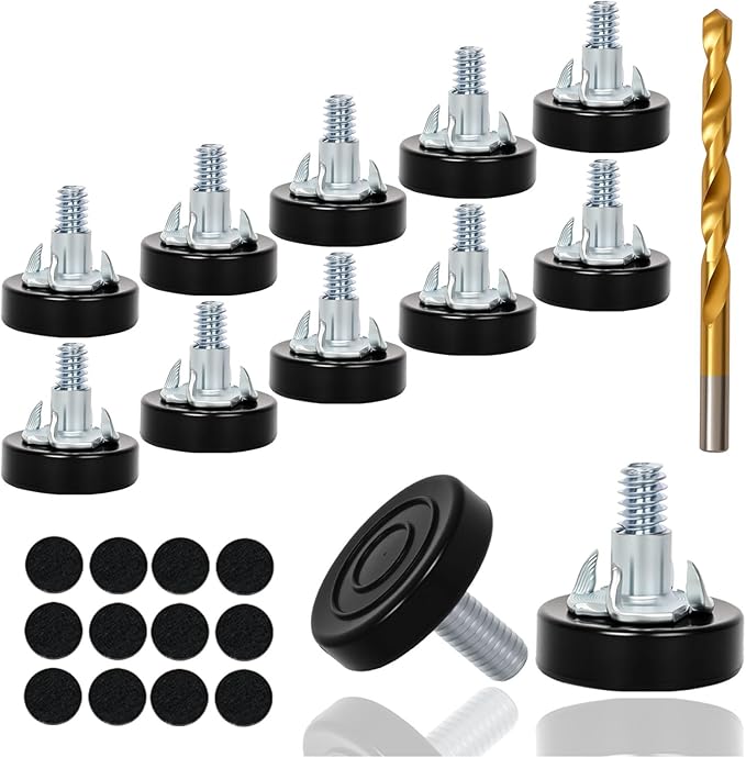 12 PCS M6 Thread Furniture Feet Levelers, Furniture Leveling Feet
