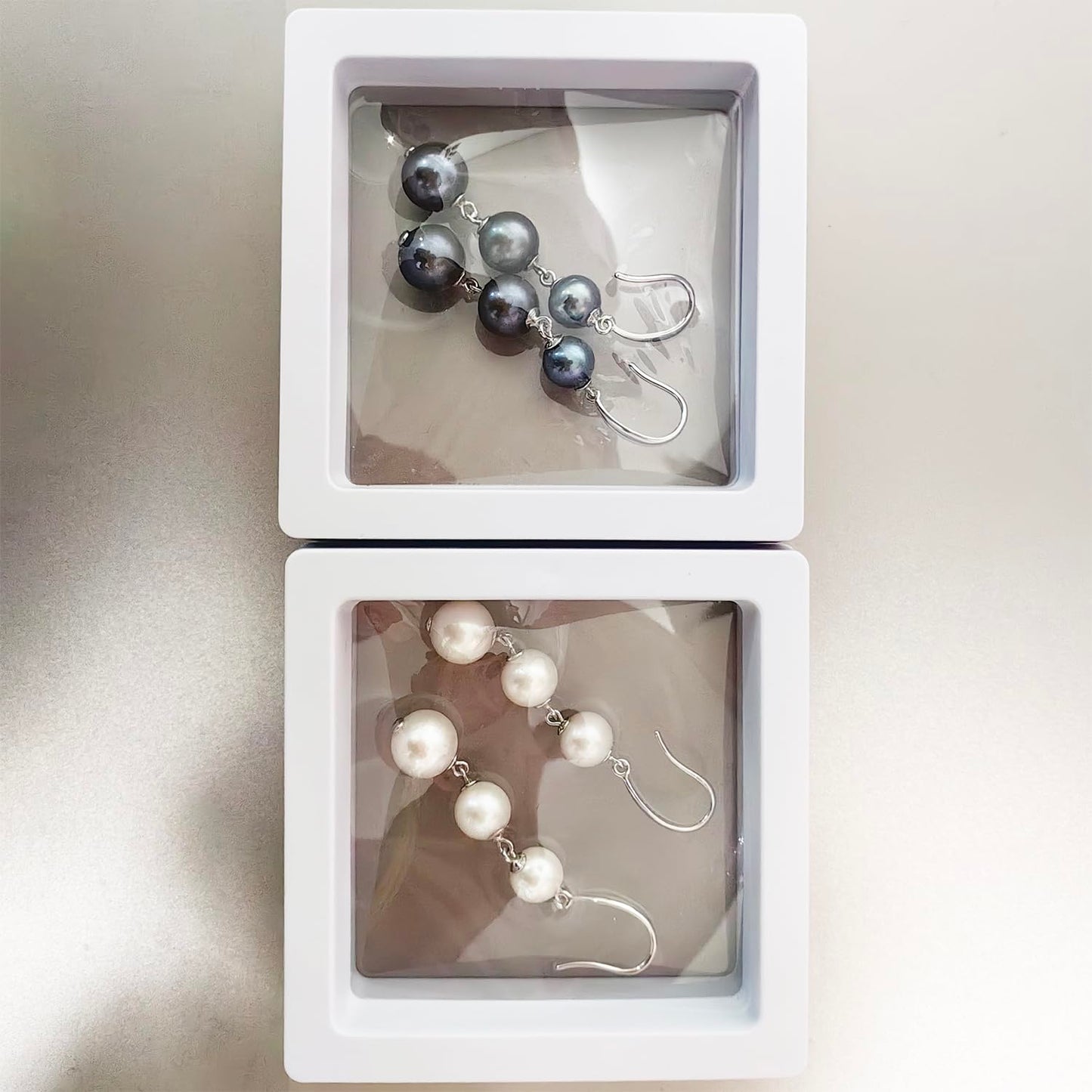 Alevel Long Tassel 925 Sterling Silver Ear Hook, Natural Freshwater Cultured Pearl Earrings, 7-9mm Round Dyed Black Pearls