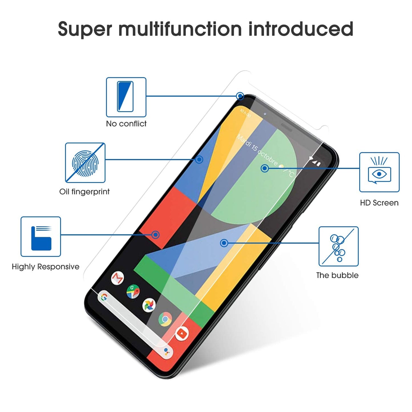 OMOTON 3+2 Pack for Google Pixel 9 Pro XL Screen Protector 6.8 Inch, 3 Tempered Glass Film & 2 Camera Lens Protector, Bubble-free, HD Clear, Not for 9 Pro/ 9