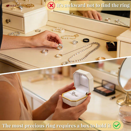 HONGYEXGCN LED Ring Box for Proposal Engagement Wedding Prepared for Gifts, Luxury Ring Box The Best Gits are for the People Who Matter Most to You,Square Velvet Case Jewelry Gift Box (Pure - white)