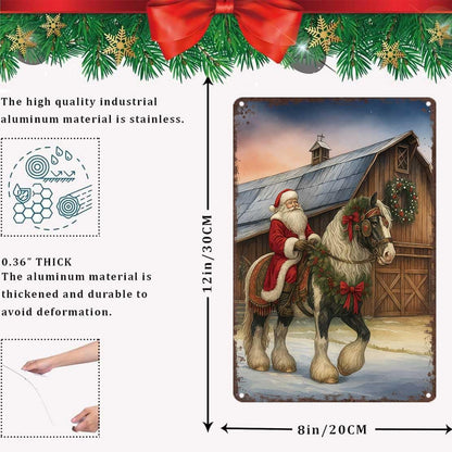 Retro Christmas Tin Sign 8x12inch Vintage Style-Holiday Metal Wall Art for Pub Bar Club Display