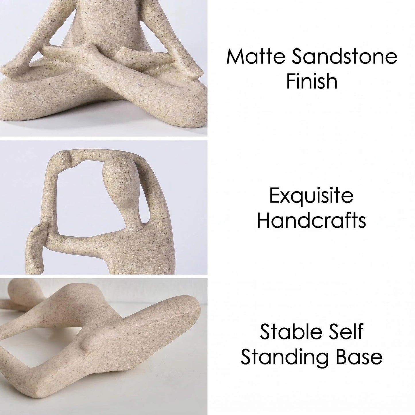 Ni-JASW Sandstone Yoga Figurines Set of 3, Resin Meditation Spiritual Zen Decor for Shelf Desk Table Room Gifts