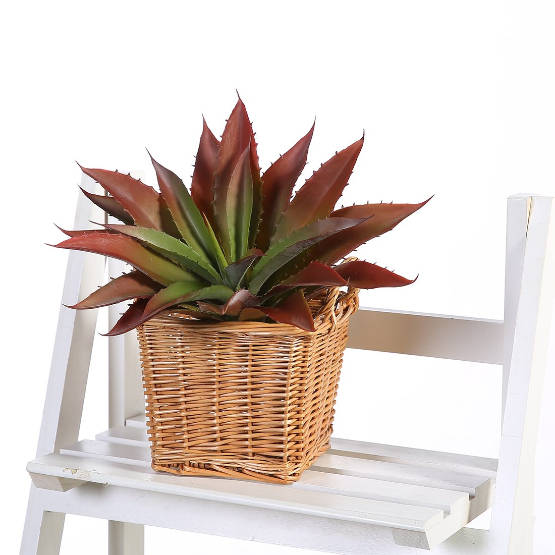 JUSTOYOU Large Artificial Succulents Aloe Plants Real Touch Fake Flowers Unpotted for Home Wedding Festival Arrangement (1, Green-Red)