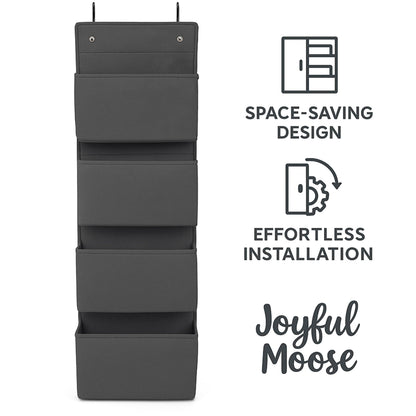 Joyful Moose Over the Door Hanging Organizer Closet Storage Bins Grey