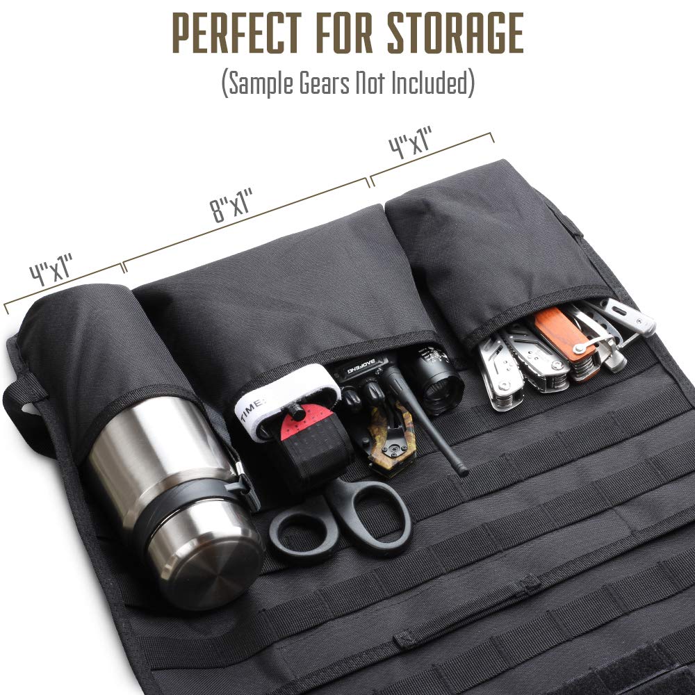 WYNEX Car Seat Back Organizer, Tactical Molle Vehicle Panel Universal Fit Car Backseat Cover Protector with 3 Storage Pouch - 2 Packs