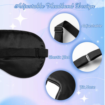 BBTO 4 Pcs Silk Sleep Eye Masks Smooth Soft Satin Eye Covers with Adjustable Strap Blindfold for Sleeping Blocking Out Lights Travel Relaxation (Royal Blue, Dark Green, Navy Blue, Black)