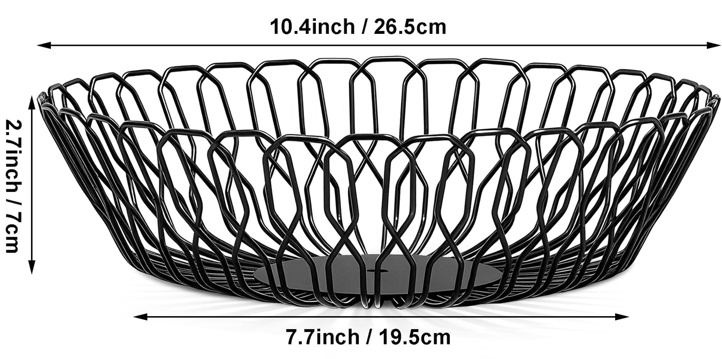 LULARINE Fruit Bowl,Metal Baskets For Home,Metal Wire Fruit Bowl for Kitchen Counter, Countertop, Home Decor, Modern Creative Stylish Black Wire FruitBowl