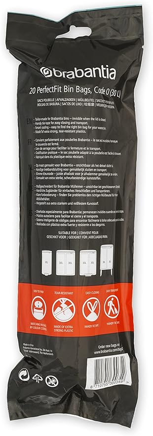Brabantia PerfectFit Trash Bags Thick Plastic Trash Can Liners
